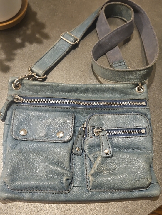 Fossil Handbags - Fossil Blue Leather Crossbody Bag